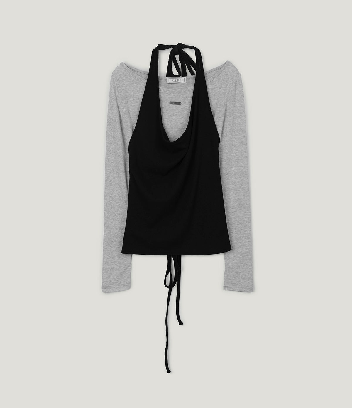 Berren halter neck sleeveless & long sleeve t-shirt set