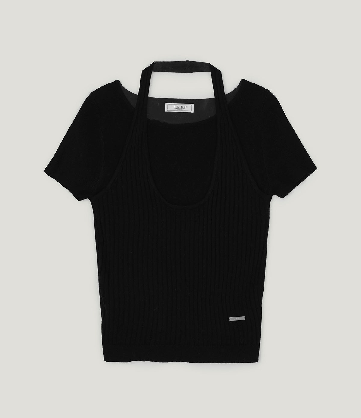 TWEE Neckholder mit Lagen, Kurzarm-Strick