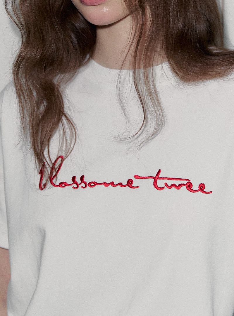 Poezi Big Lettering Embroidered T-Shirt