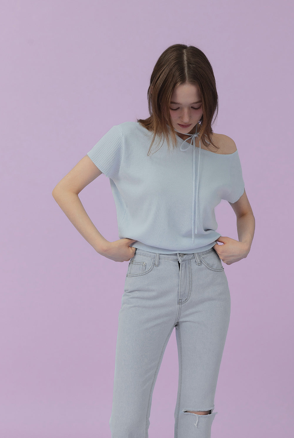 Waven Strap Half-Off Knit