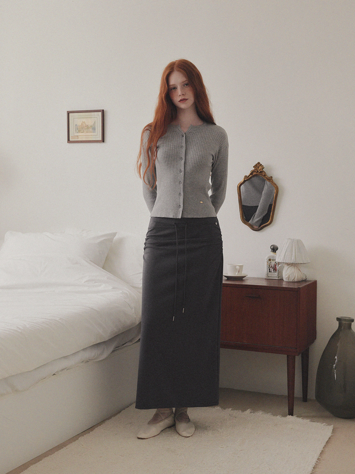 【TWEE】Juvied Button Rippstrick-Cardigan