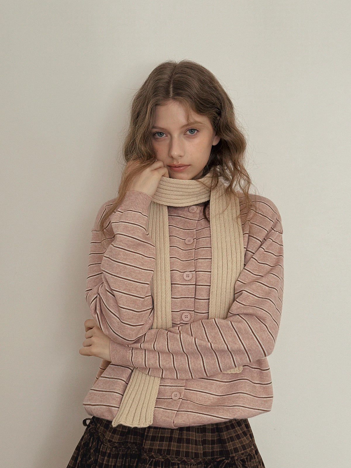 【TWEE】Eton Streifen Rundhals Langarm-Cardigan