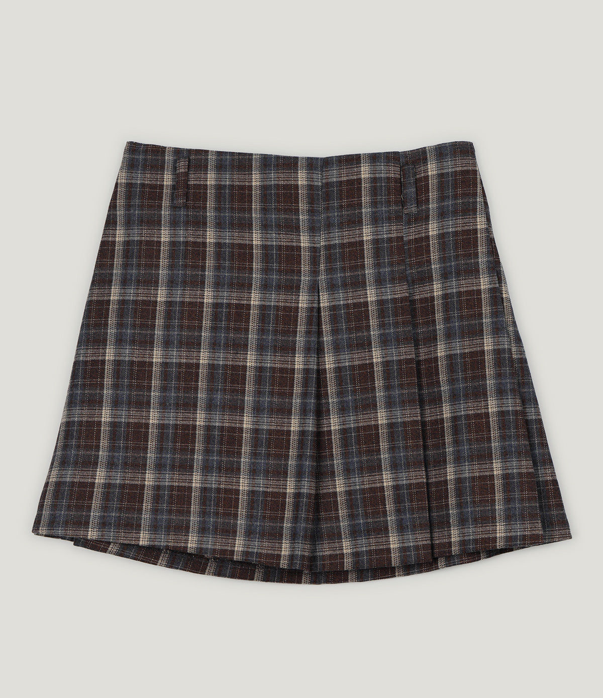 Tours Check Unbalance Pintuck Mini Skirt
