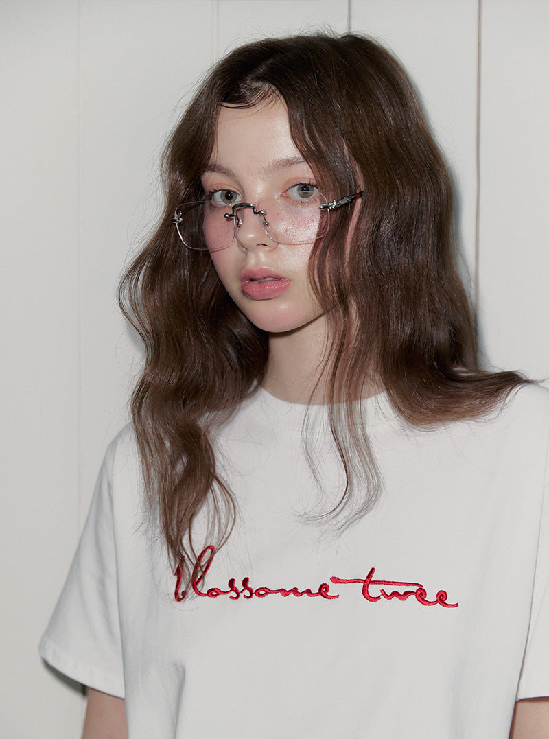 Poezi Big Lettering Embroidered T-Shirt