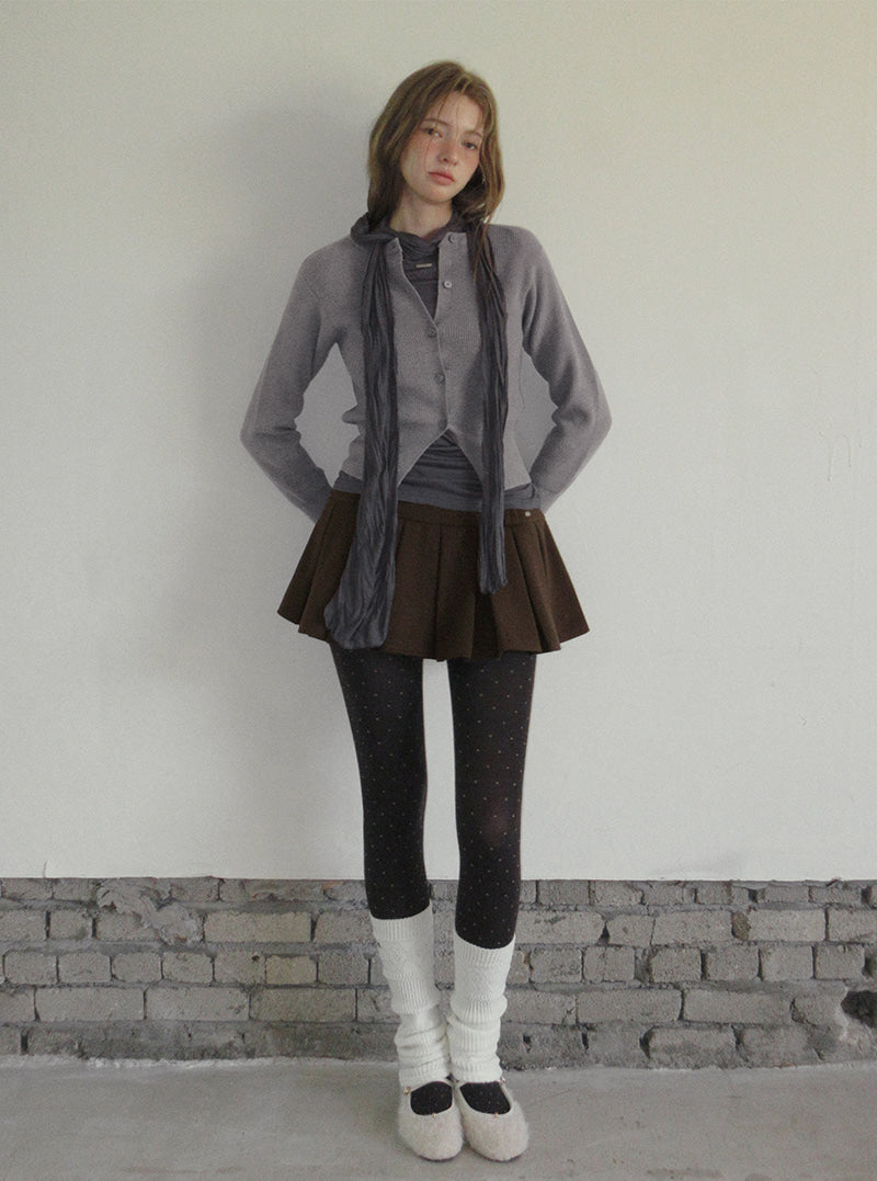 TWEE Coers round/V-neck long sleeve knit cardigan | Product styling view 3
