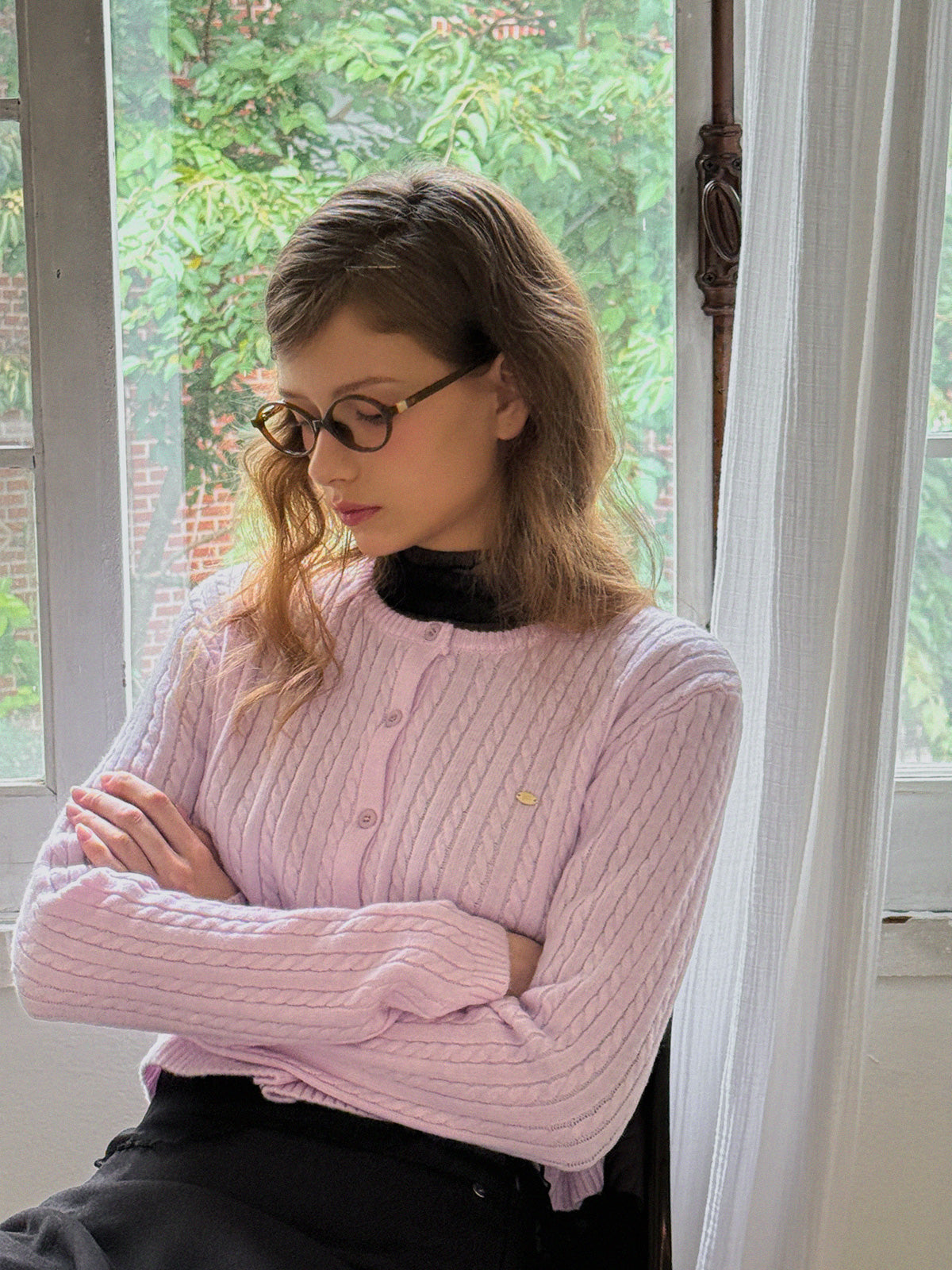 Tiben Cropped Cable Knit Cardigan