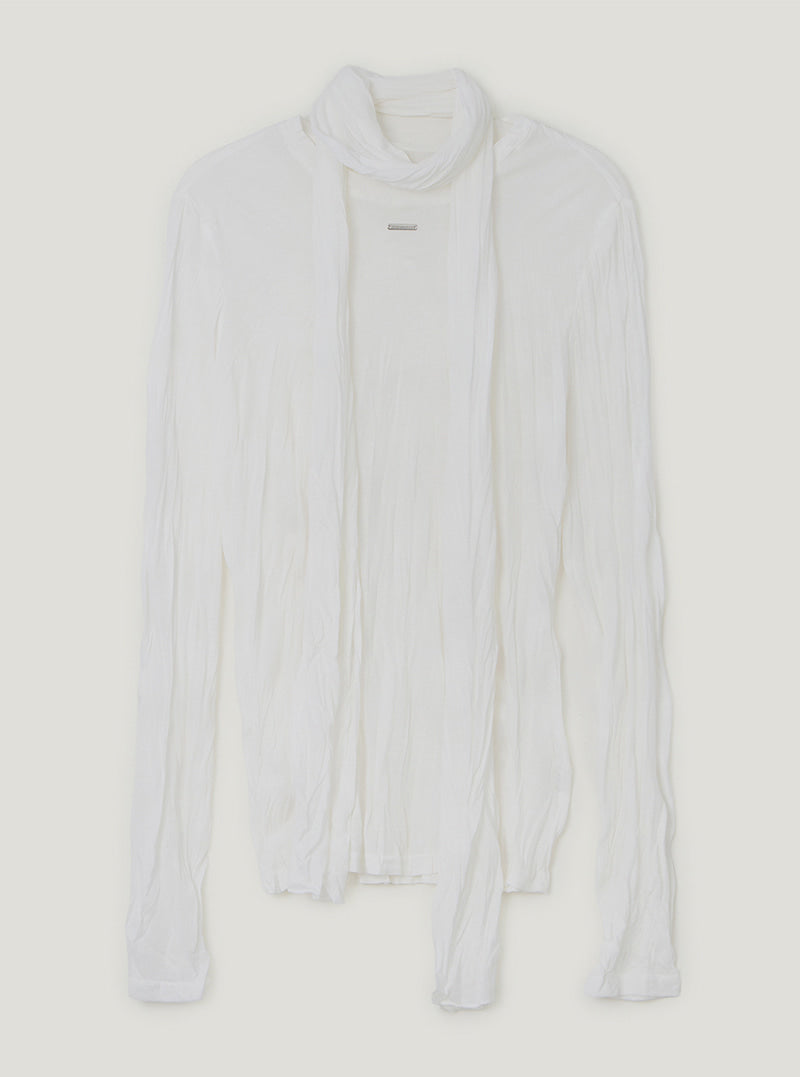 TWEE Toen wrinkle round neck long sleeve T-shirt (strap set) | Ivory product-only view