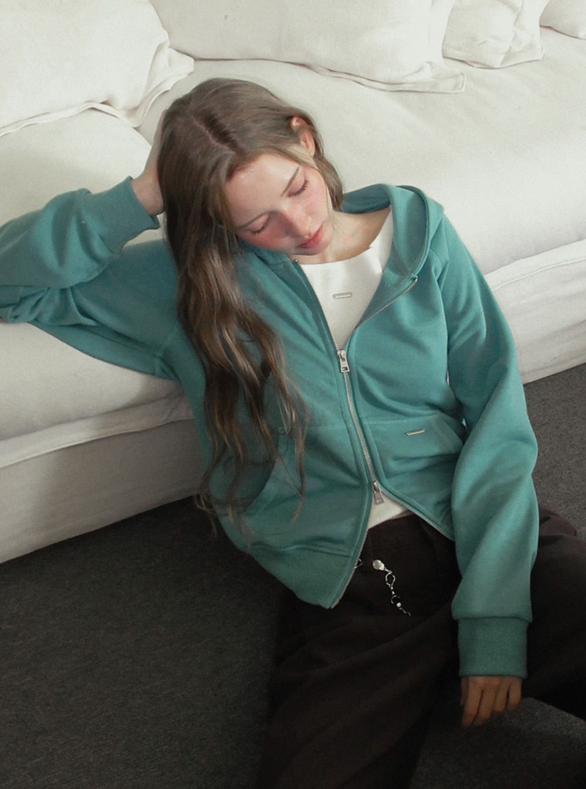 TWEE Wedgis mint hood zip-up | Main product image