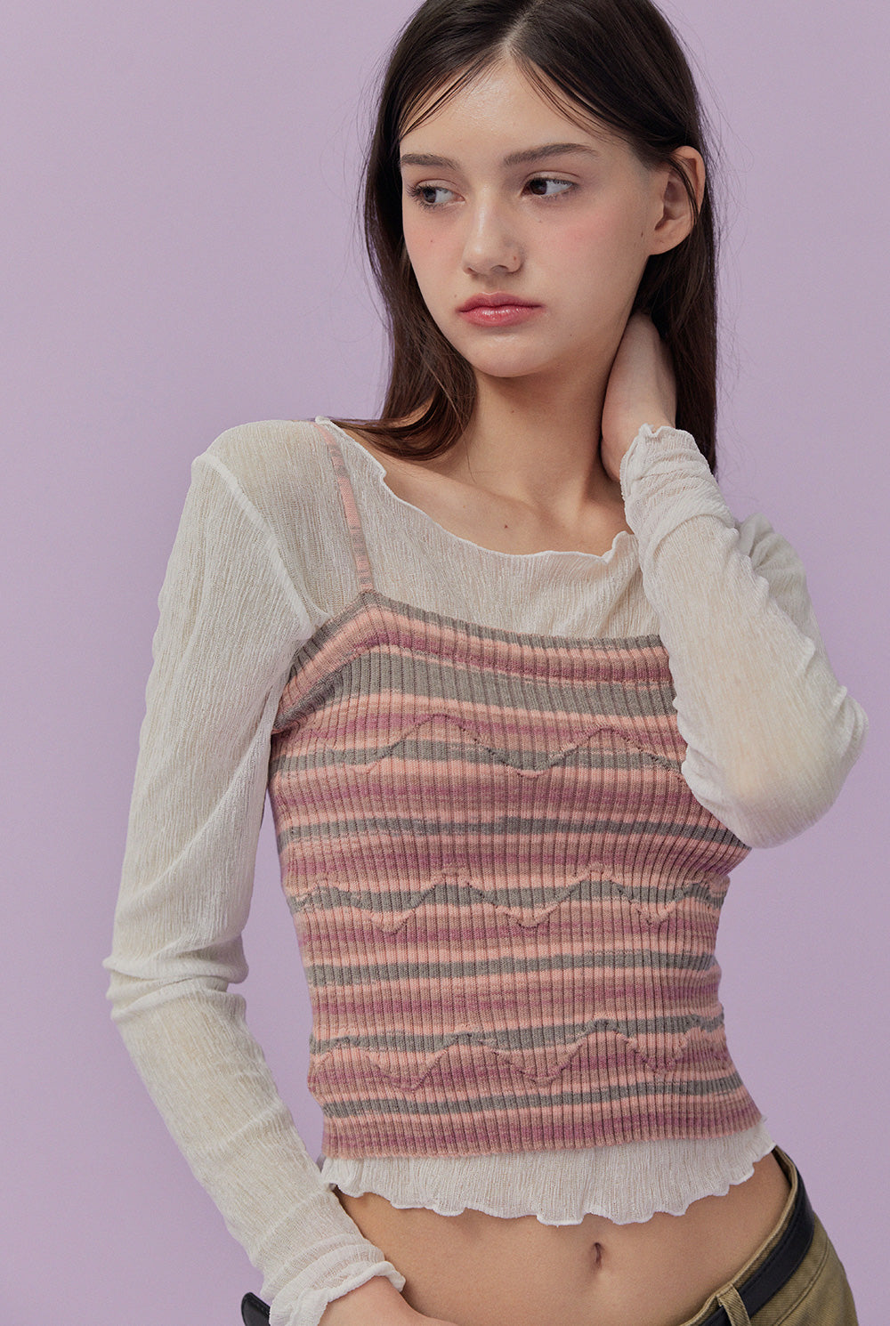 Pep stripe knit sleeveless
