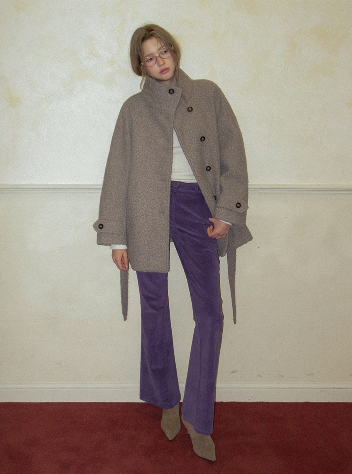 TWEE Obins boucle half coat (strap set) | Product styling view 5