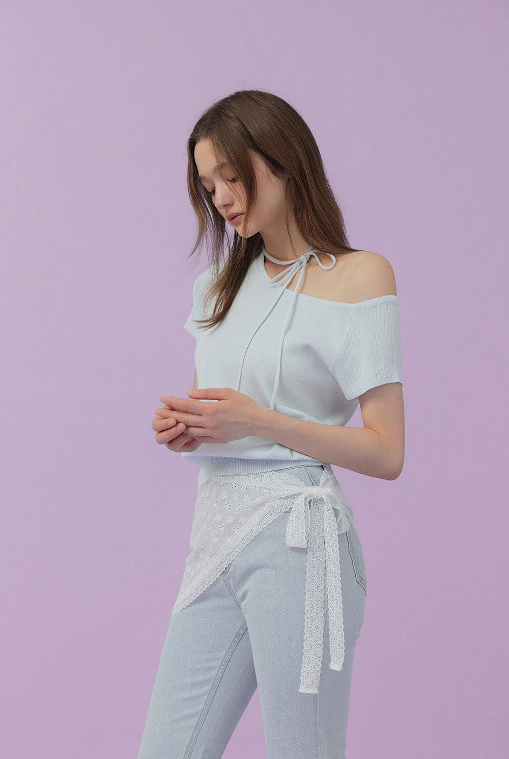 Waven Strap Half-Off Knit
