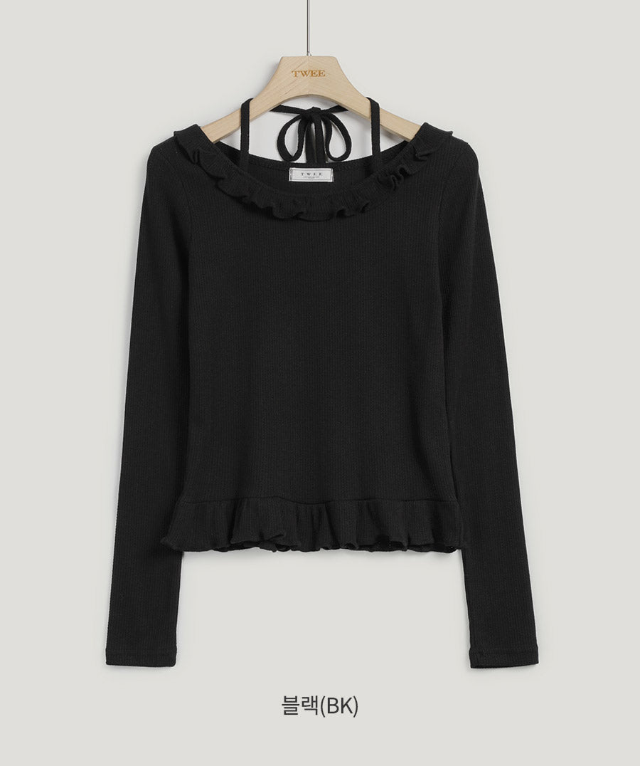 Bulet Halter Ruffle T-Shirt