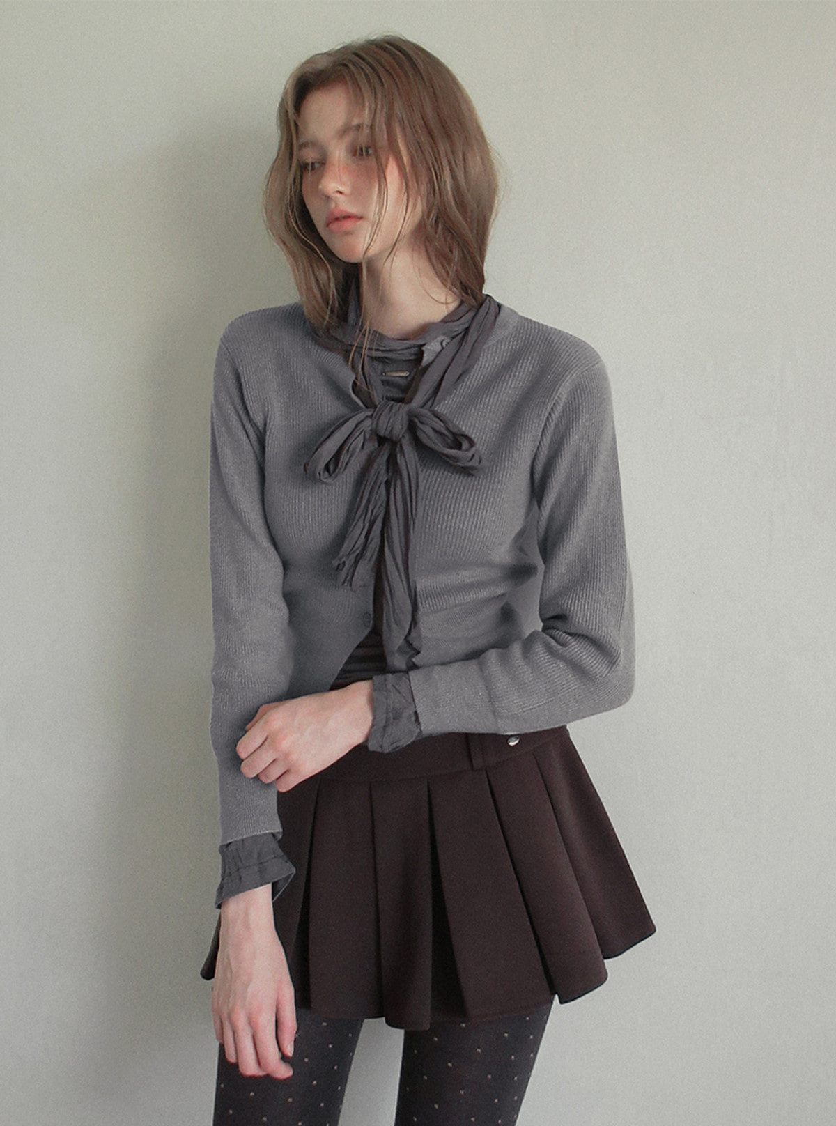 TWEE Hesi suede pleated mini skirt | Product styling view 13