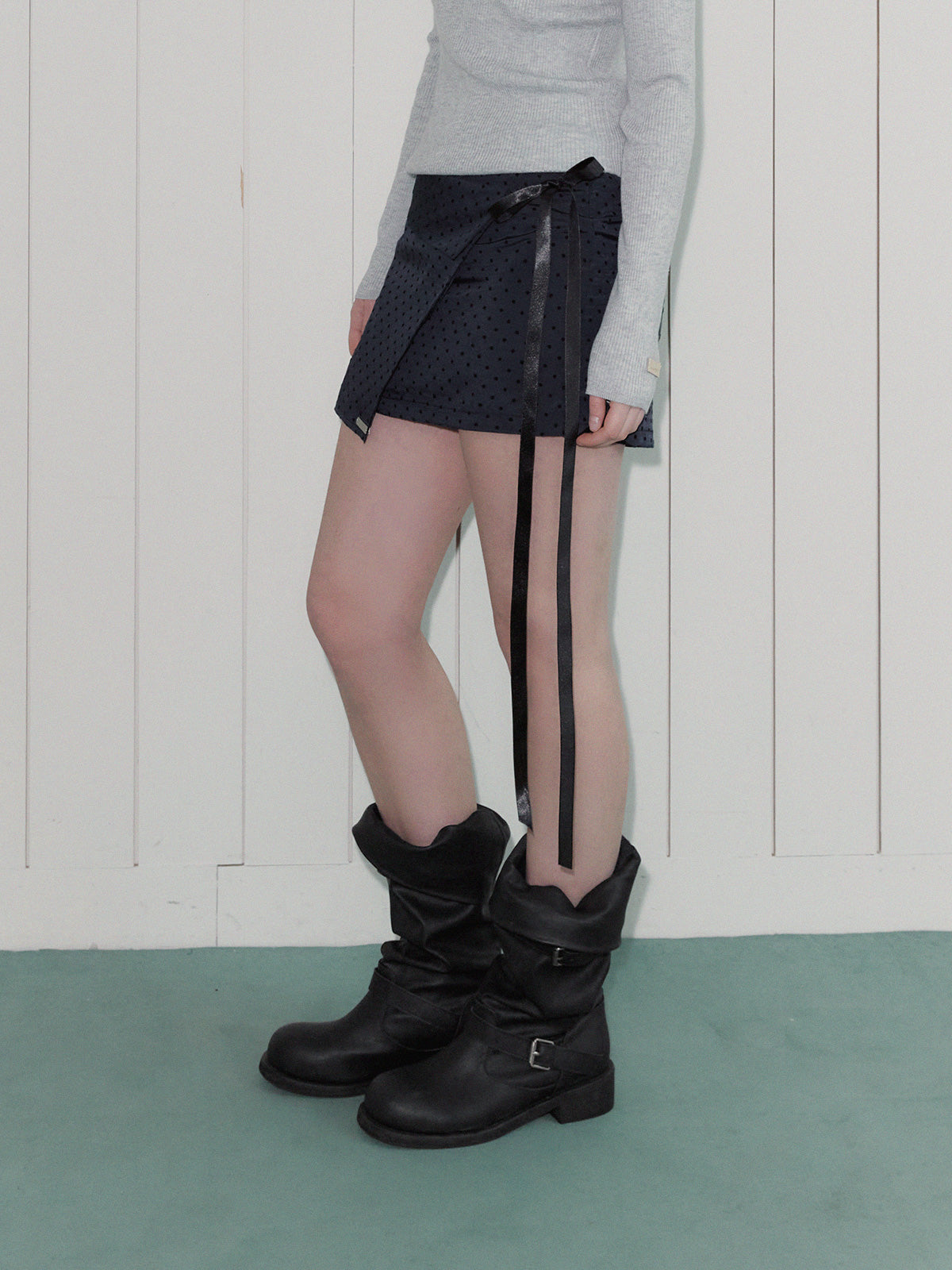Belvid Dot Wrap Mini Skirt