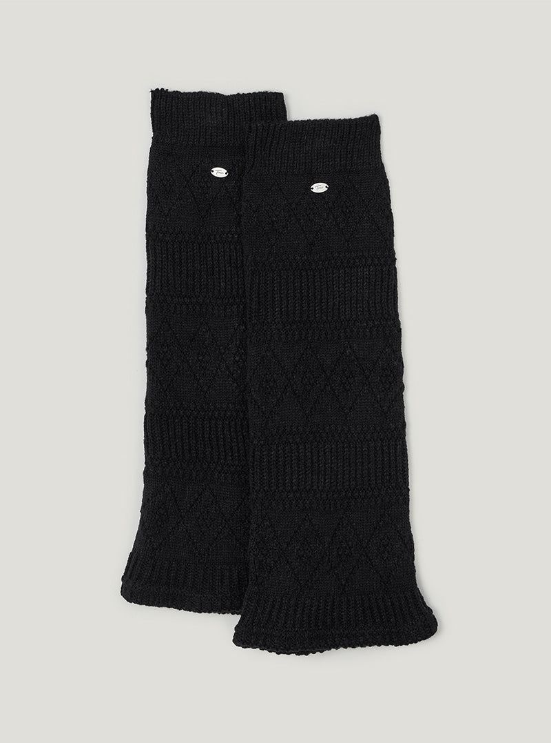 TWEE Ronv punching knit leg warmers | Black product-only view