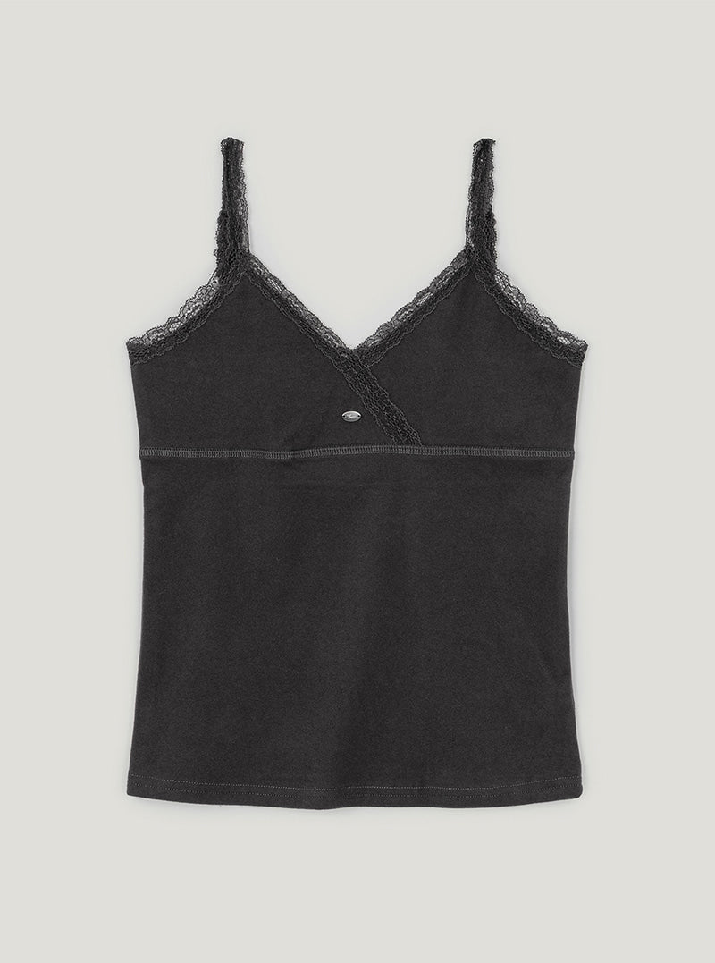 Rosel lace suede sleeveless top | Charcoal cutout