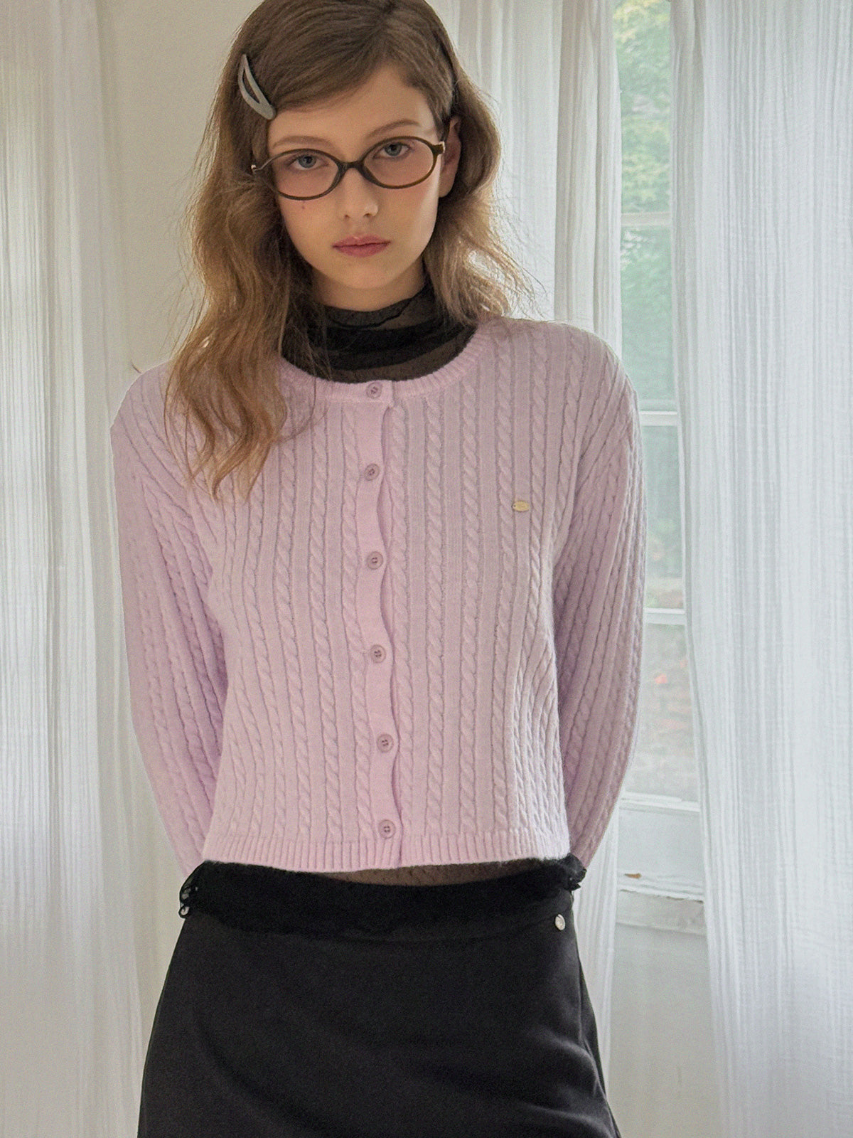 Tiben Cropped Cable Knit Cardigan