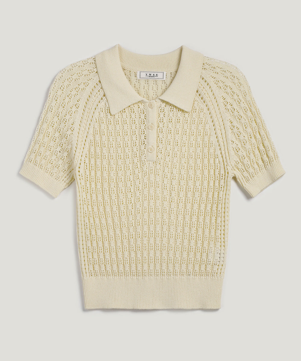 Risael Punching Collar Short-Sleeve Knit