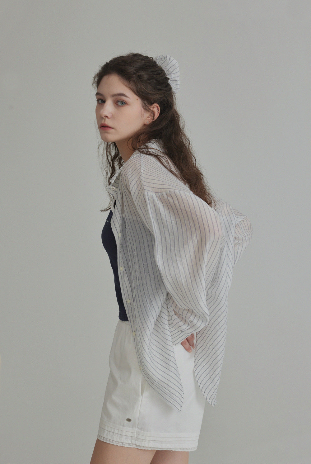 Benrit Oversized Stripe Shirt (with Scrunchie Set)