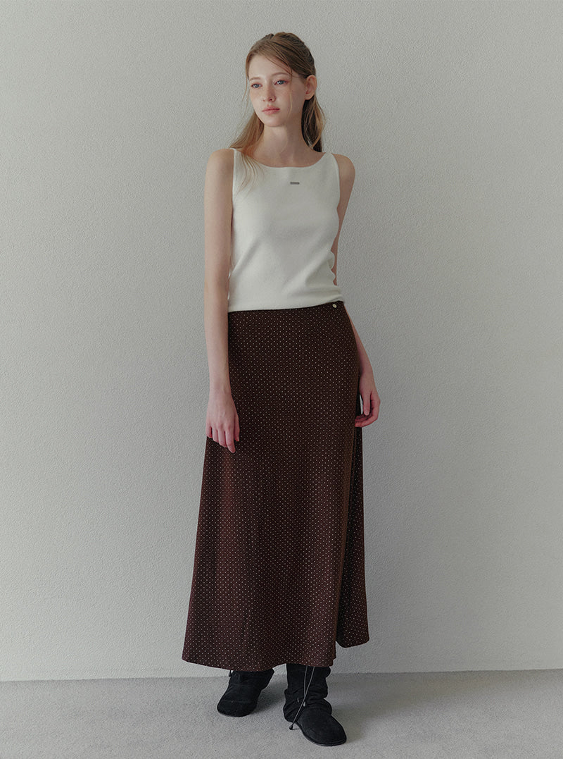 Pondi dot flare maxi long skirt | View 4