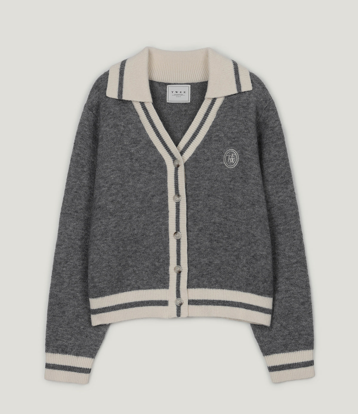 【TWEE】Cardigan à manches longues avec col contrastant Yurel