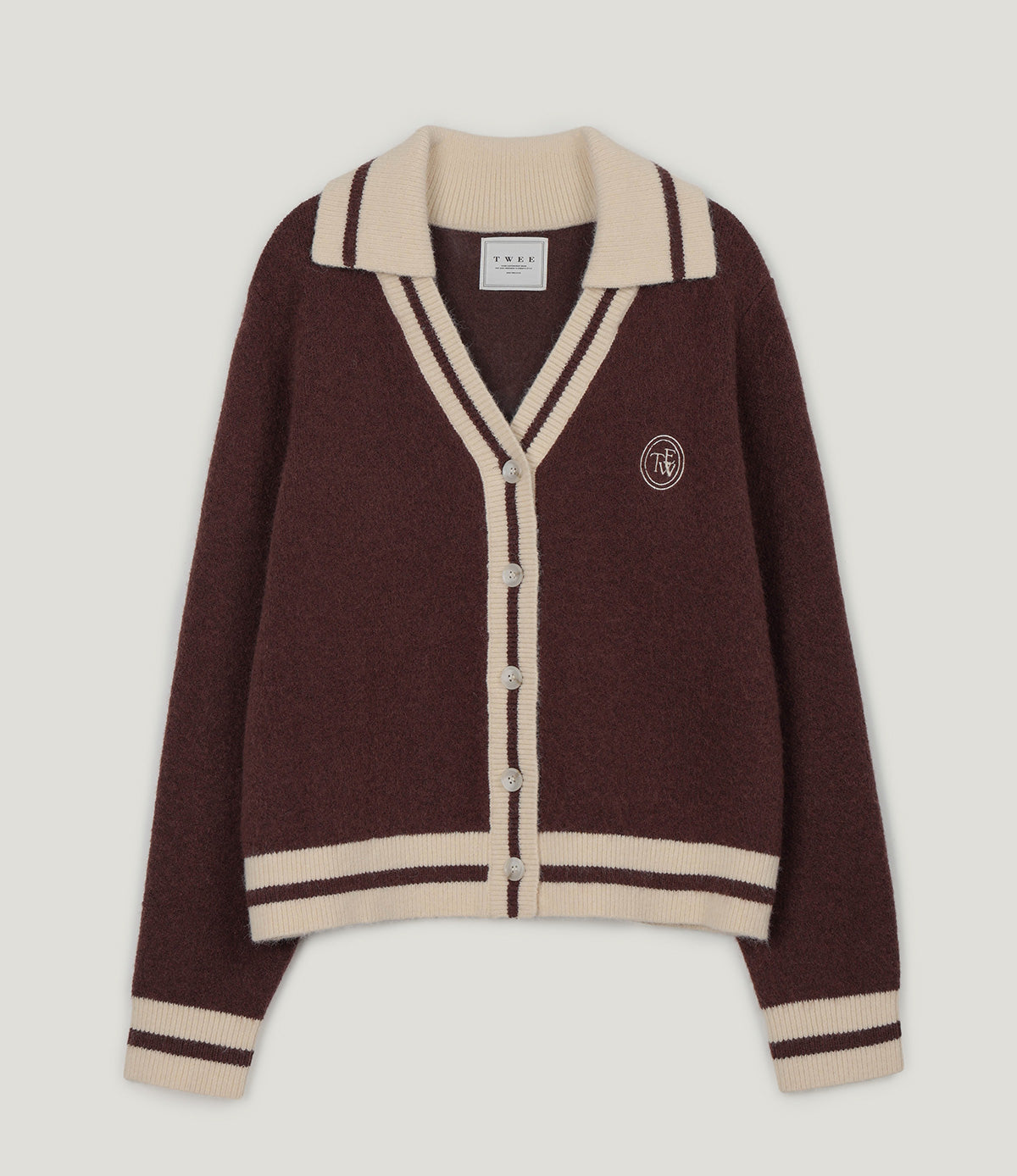 【TWEE】Cardigan à manches longues avec col contrastant Yurel