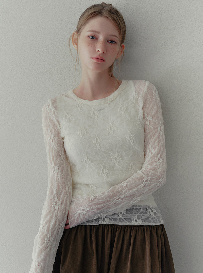 Loki lace see-through long sleeve T-shirt | View 6
