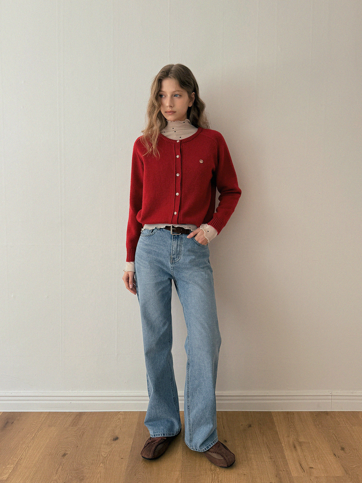 Toomi Round-Neck Knit Long-Sleeve Cardigan