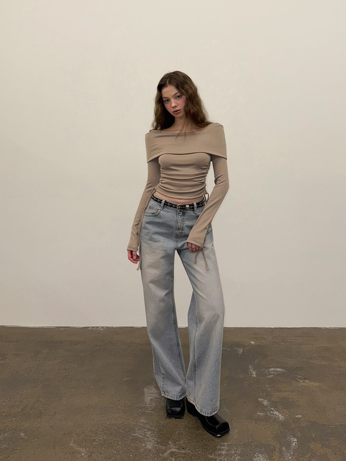 Dwin 2-Way Drape Strap Long Sleeve Tee