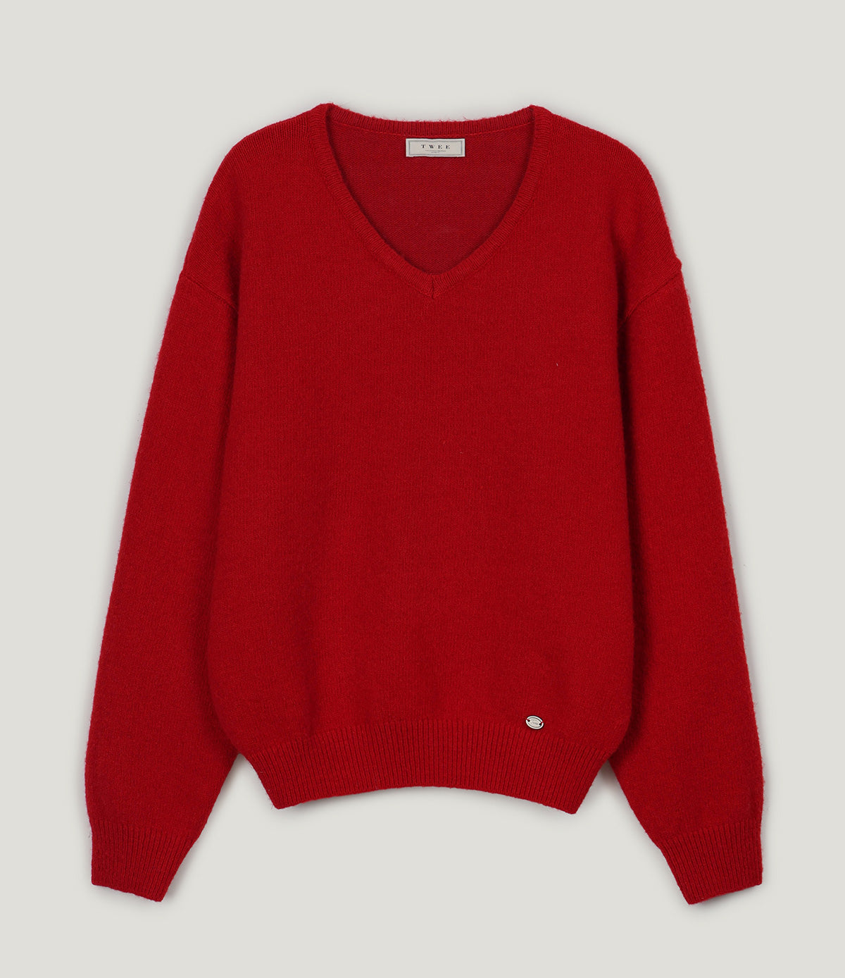 Twill Basic V-Neck Long Sleeve Knit