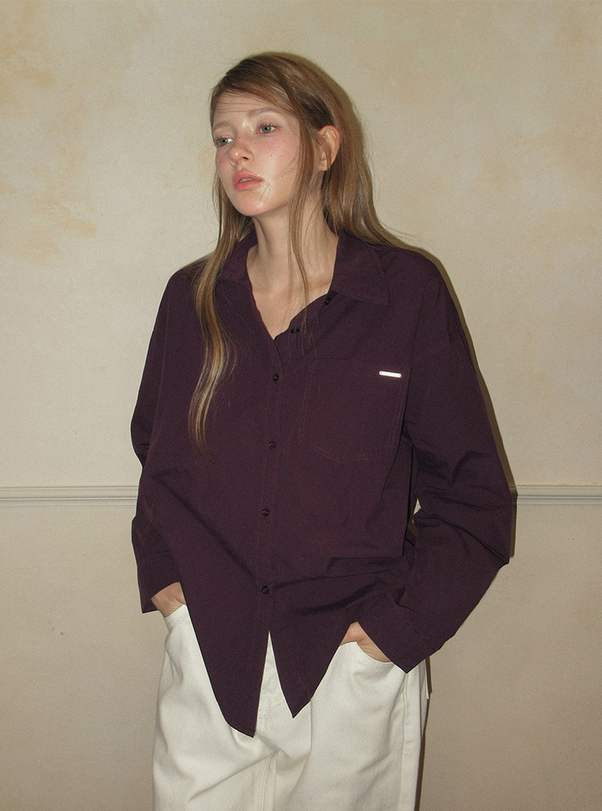 TWEE Patter basic pocket long sleeve shirt | Product styling view 10