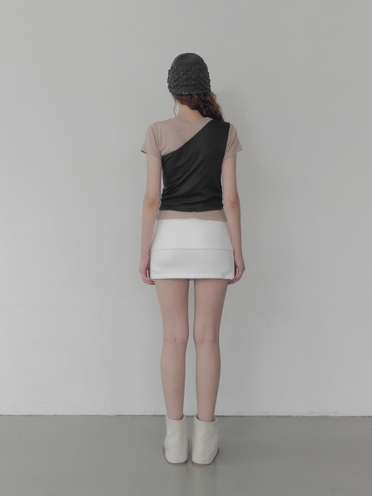 Cellon shirring one-shoulder sleeveless