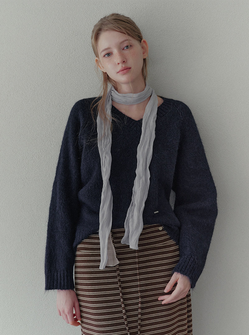 Rico basic loose-fit V-neck long sleeve knit | View 5