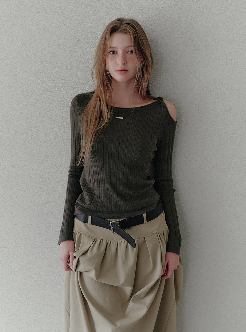 Roman asymmetric shoulder twist long sleeve knit | View 3