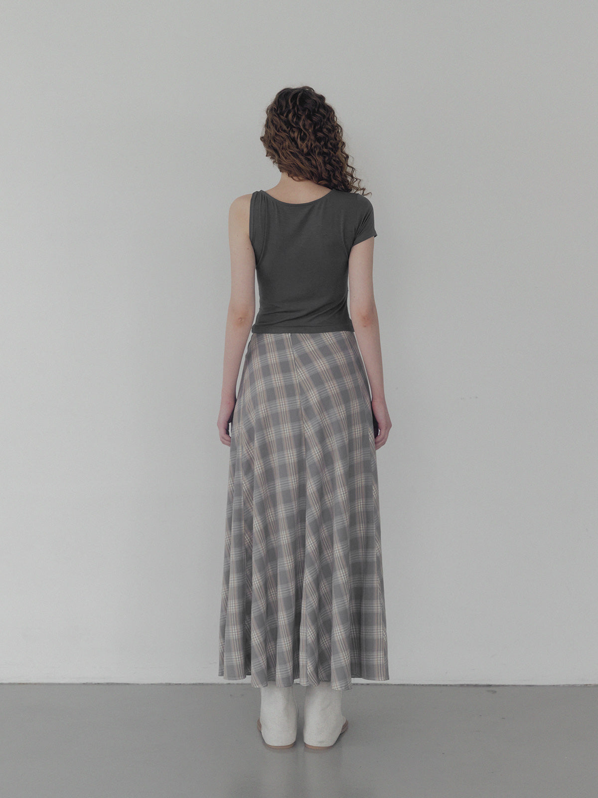 Fitz Check Maxi Long Skirt