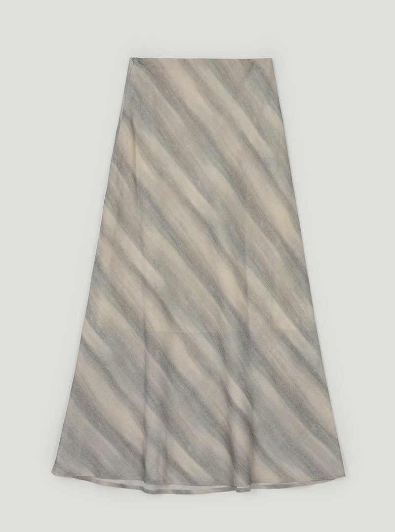 Riel gradient flare long skirt | Beige cutout