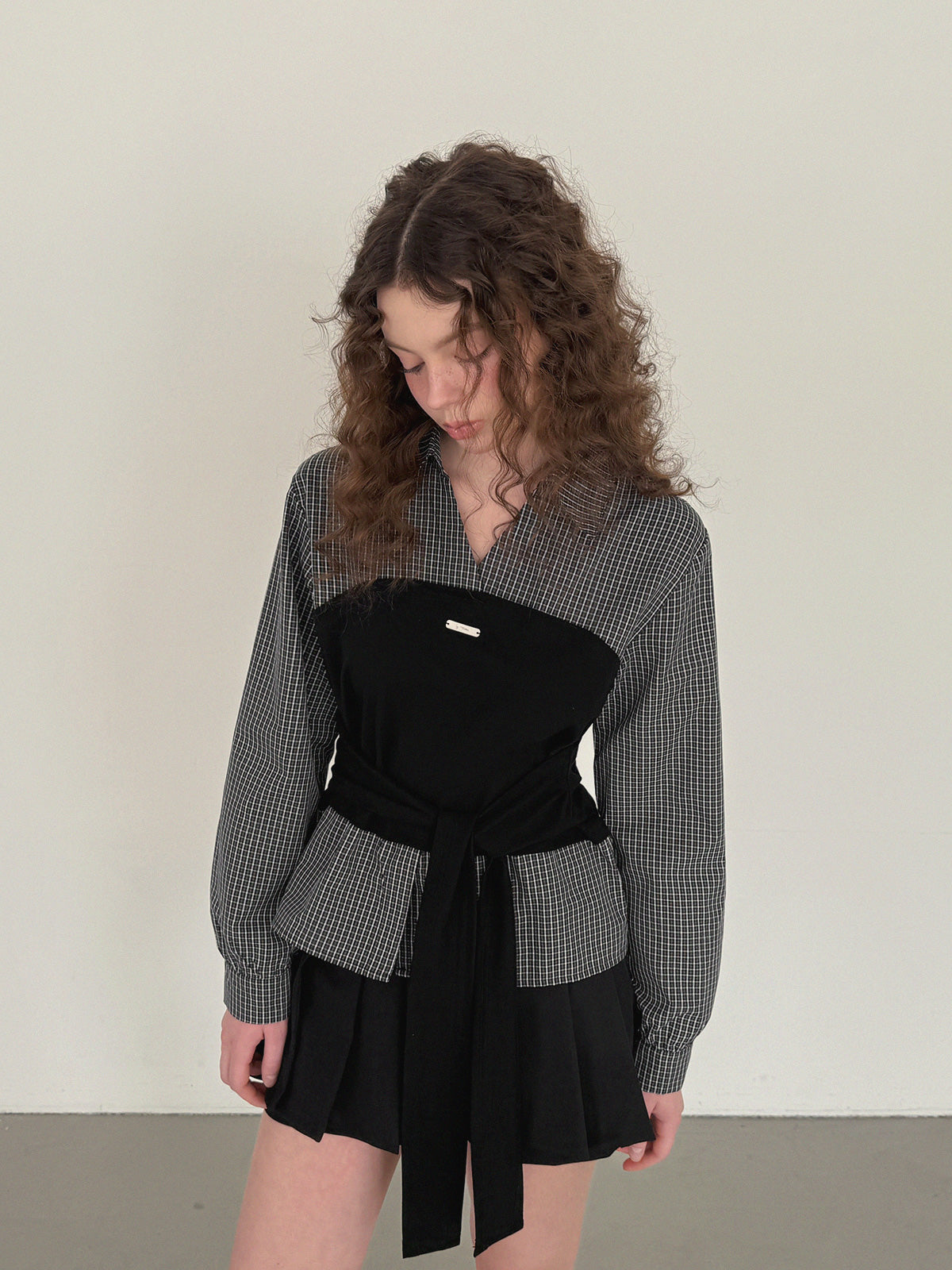 Noen Layered Top Bustier Shirt Blouse