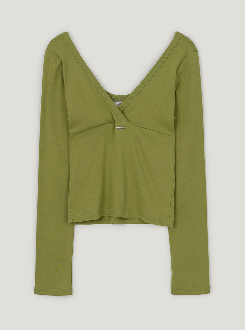 TWEE Relly wrap long sleeve T-shirt | Olive product-only view