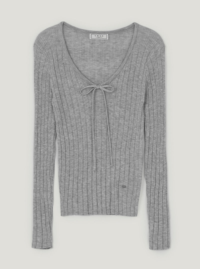 Bills strap ribbed long sleeve knit | Light gray cutout