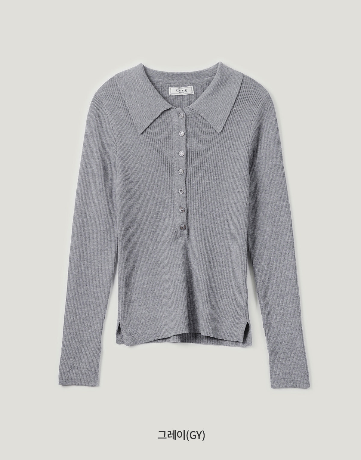 Larkin collar neck button long-sleeved knit