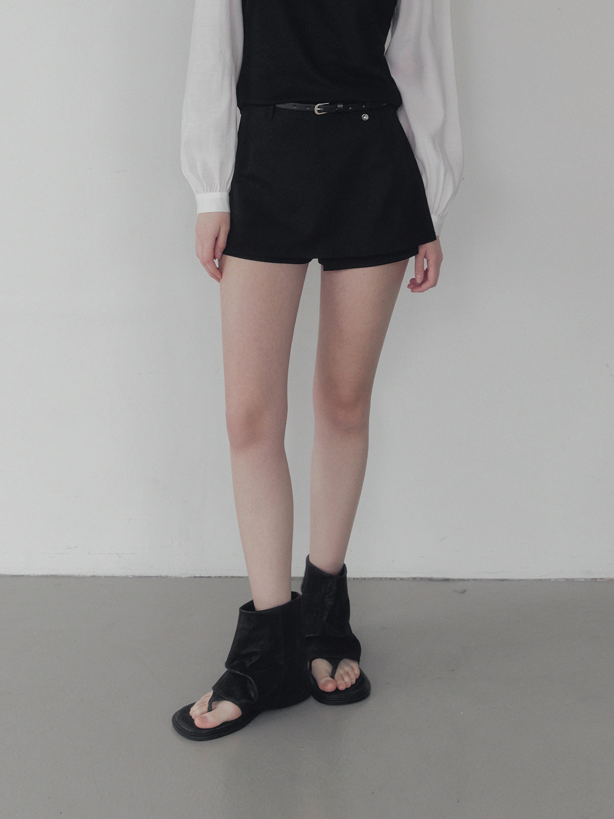 Recon basic mini skirt shorts (belt set)