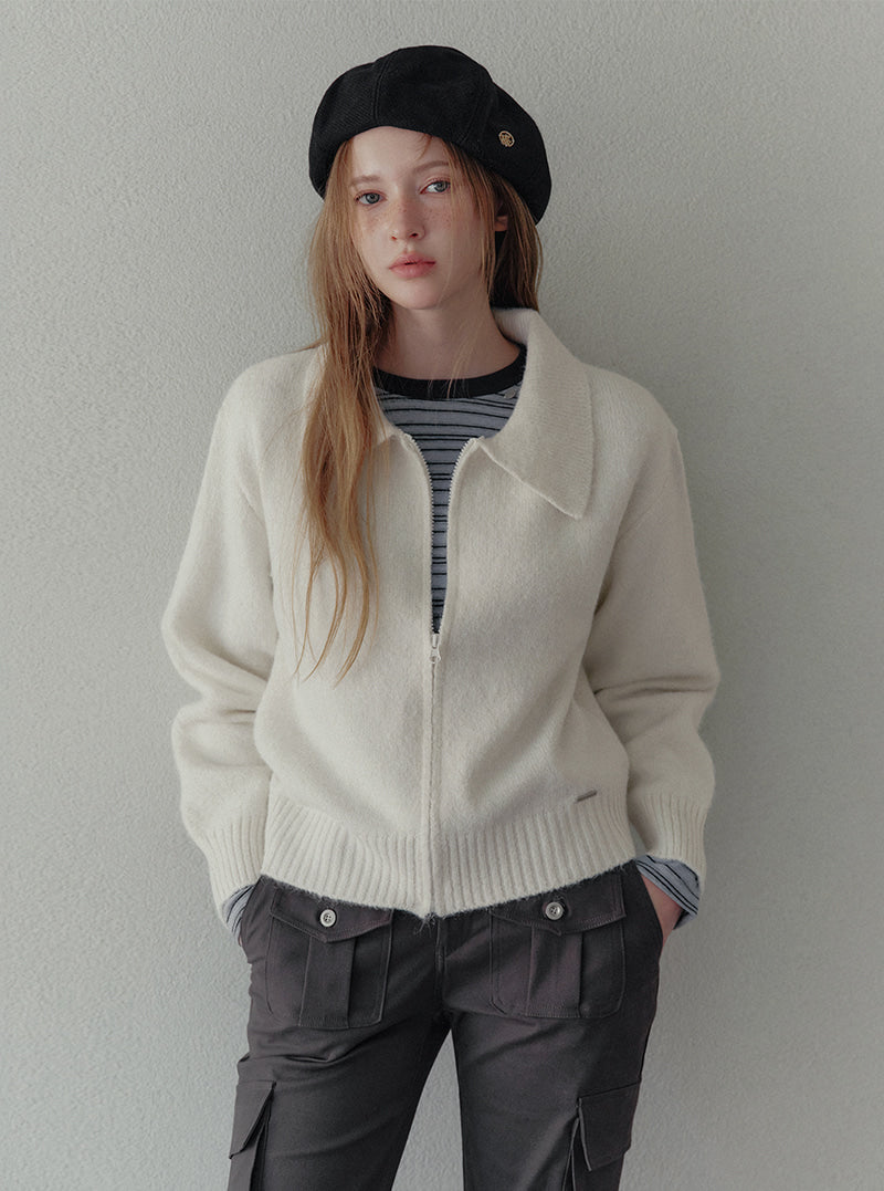 Itel basic collar knit zip-up | View 10