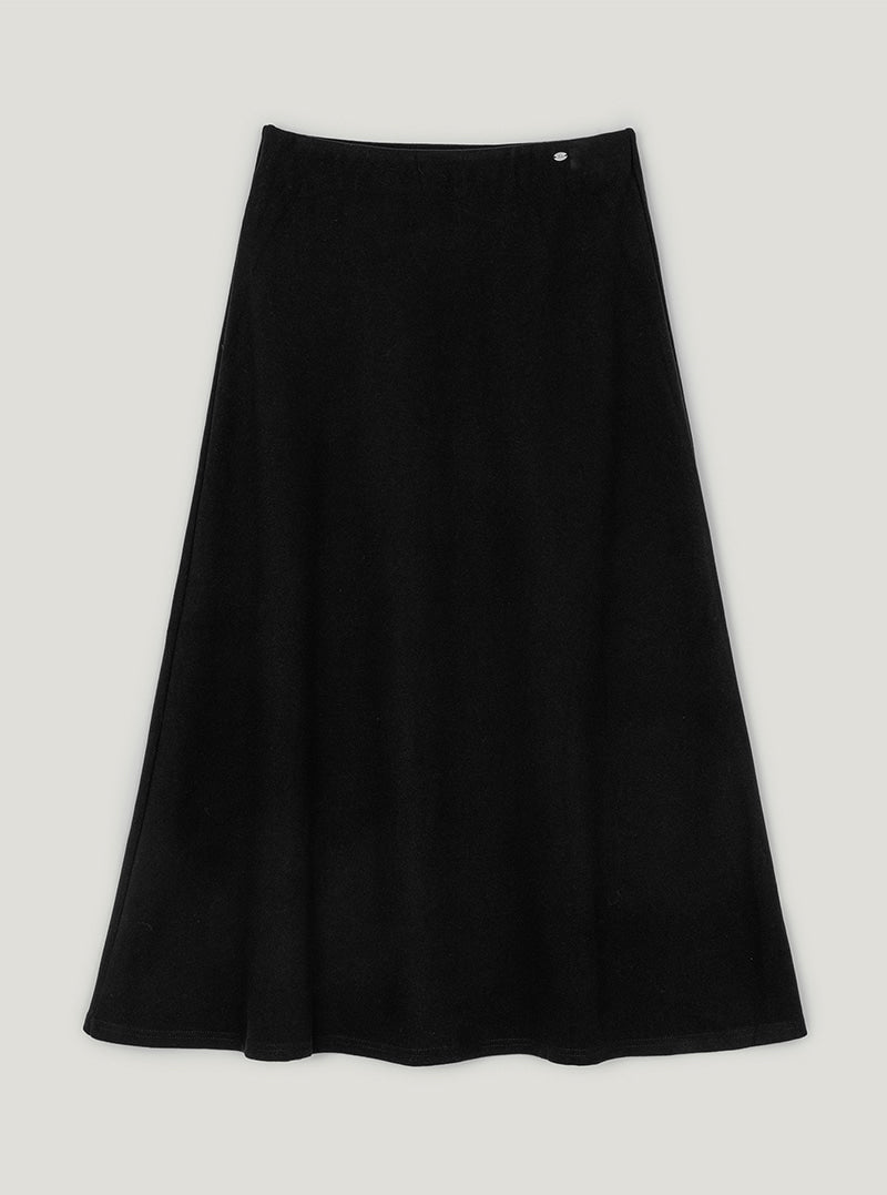 Castle banding flare maxi long skirt | Black cutout