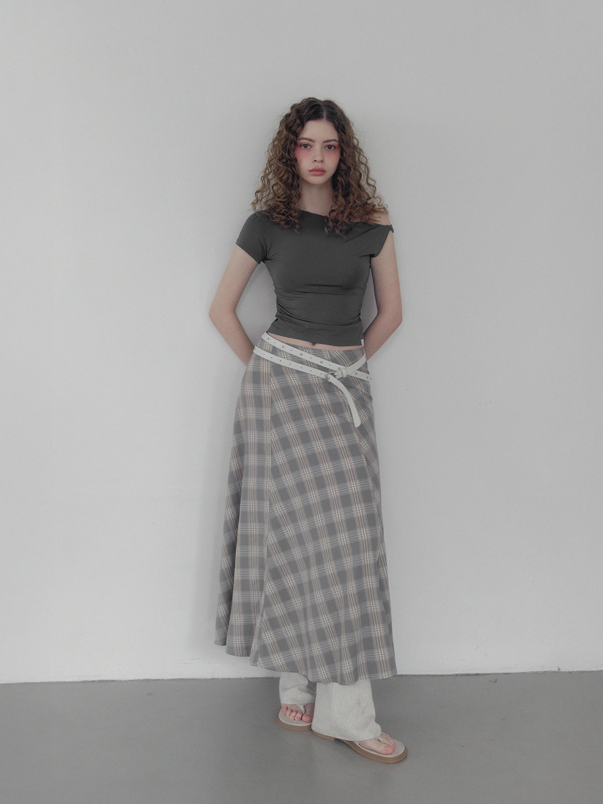 Fitz Check Maxi Long Skirt