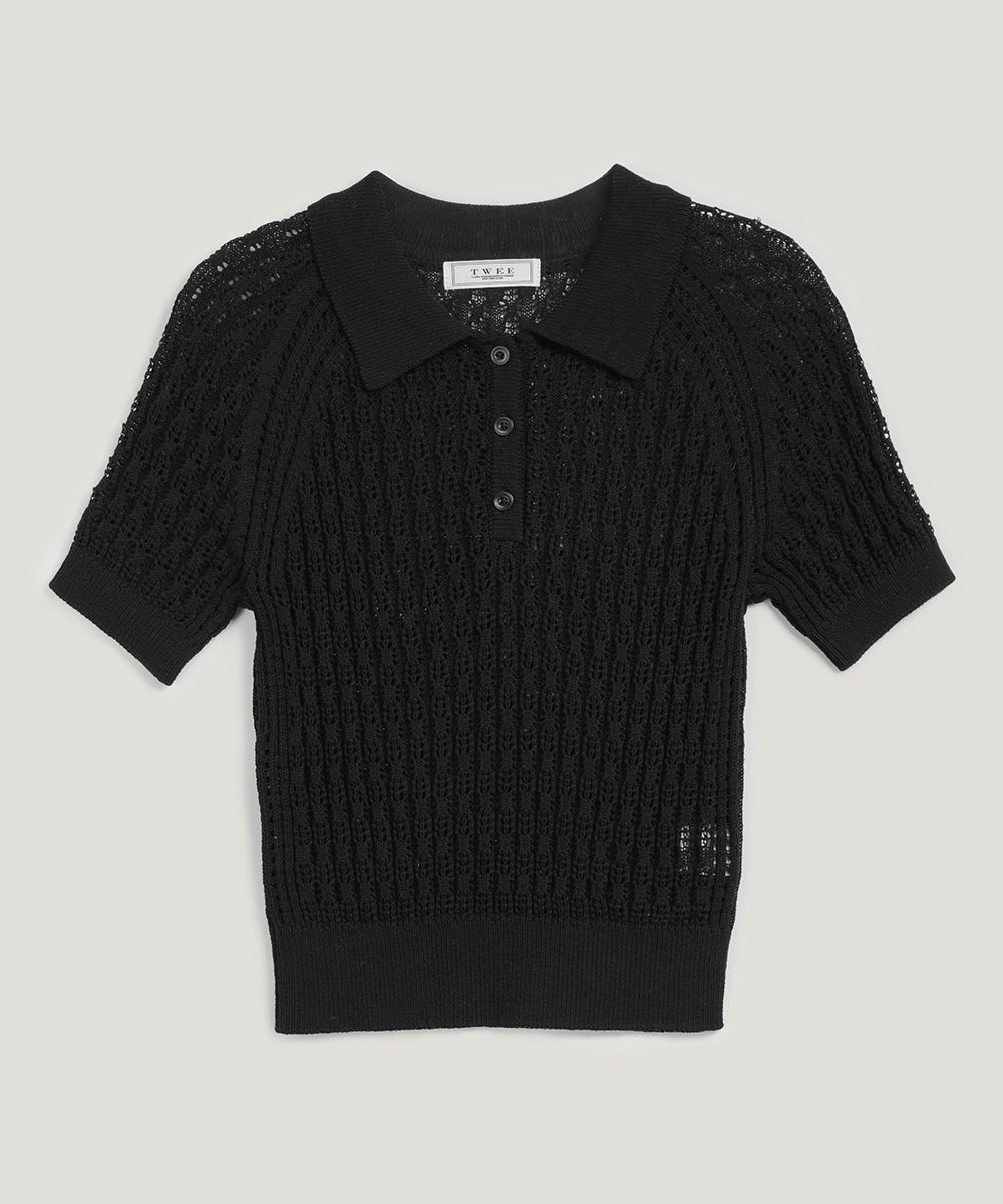Risael Punching Collar Short-Sleeve Knit