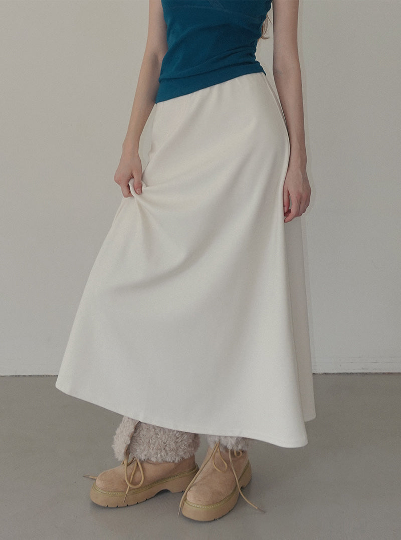 Castle banding flare maxi long skirt | View 4