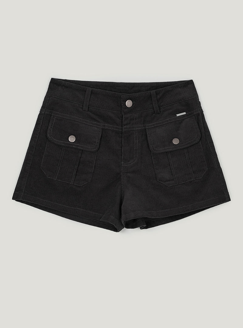 TWEE Nutt big pocket corduroy shorts | Black product-only view