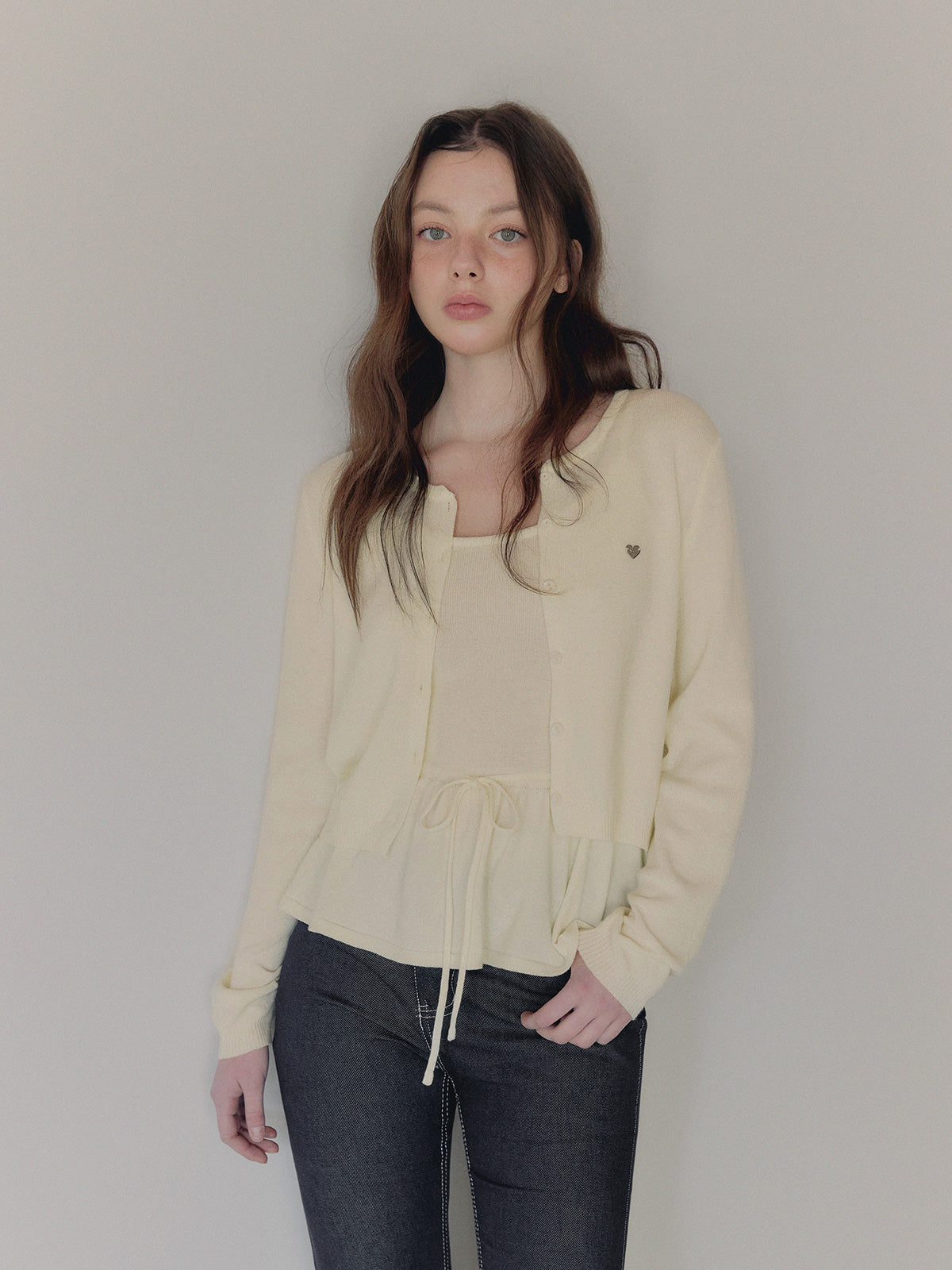 Aulde flare sleeveless cardigan set