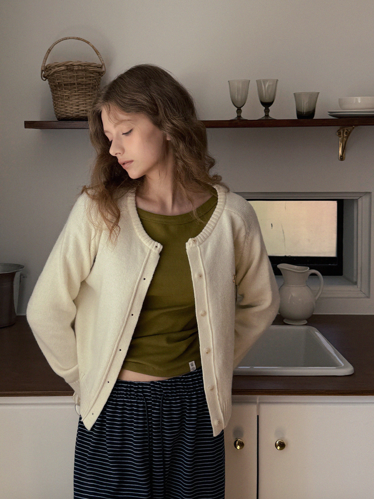 Toomi Round-Neck Knit Long-Sleeve Cardigan