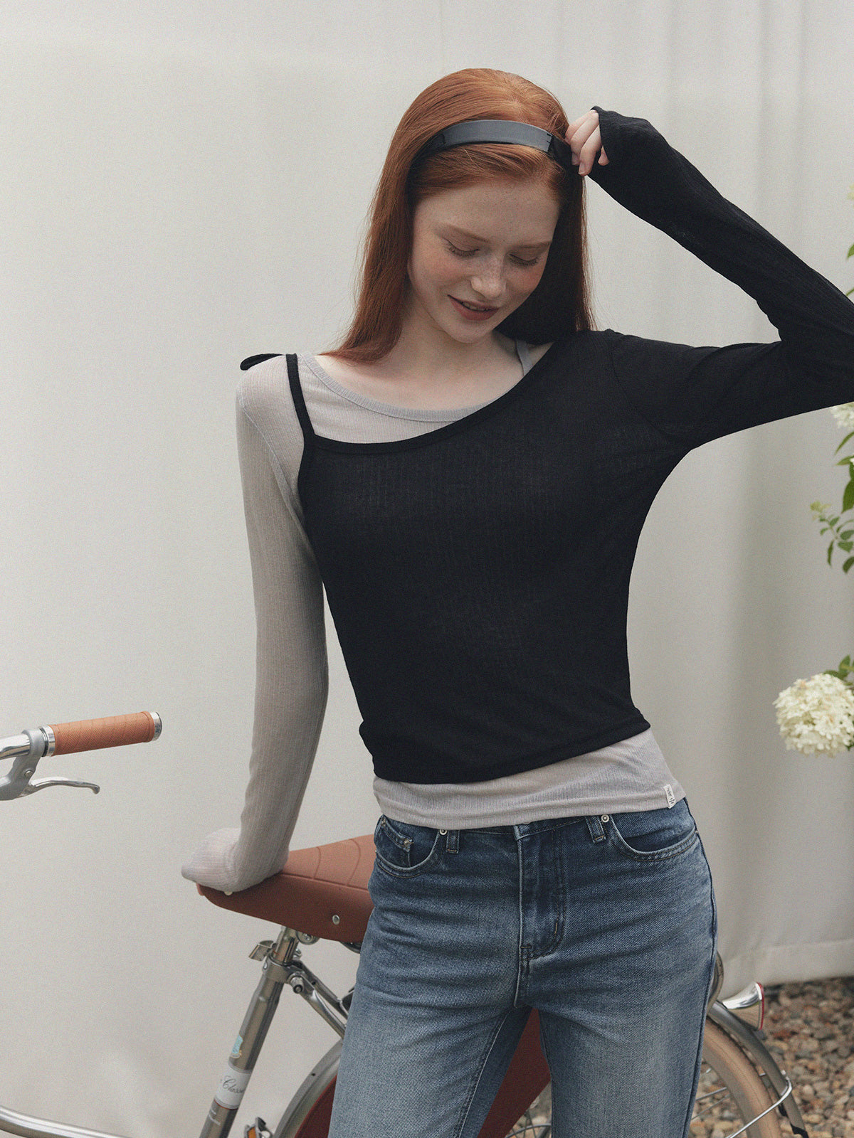 Winve Color Block Layered Long Sleeve T-Shirt